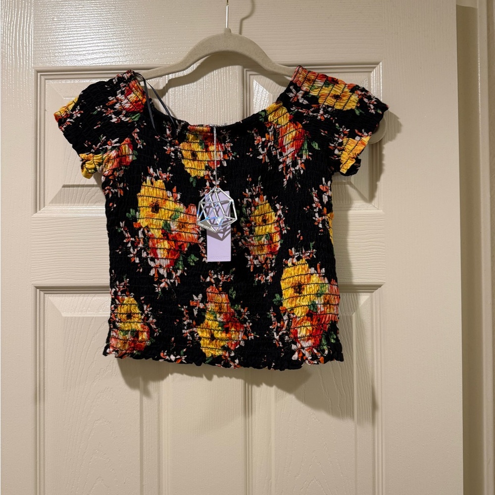 Good Luck Girl Floral Kids Smocked Top